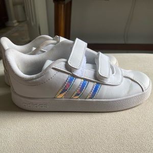 White toddler adidas sneakers